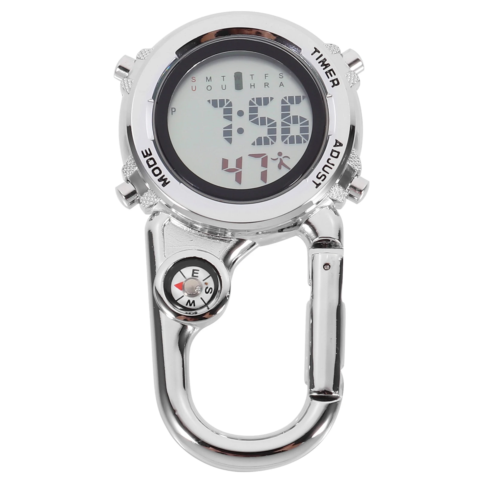 

1pc Outdoor Hanging Watch Multi-Function Compass Clip On Backpack Fob For Camping Climbing Activities Mini Carabiner Watch