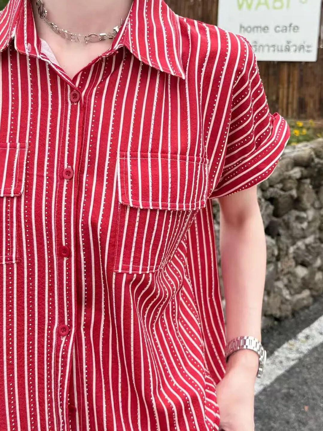 

Рубашка с коротким рукавом в стиле ретро в гонконгском стиле, женская модная, уникальная, красивая рубашка высокого качества, повседневный стиль, свободный крой