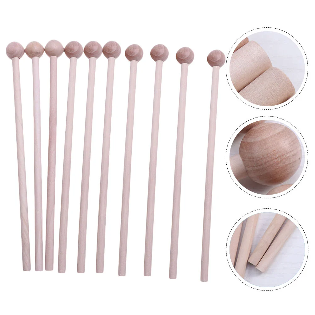 10 Pcs Mallet Percussion Stick Musical Instrument Preparation Parts Auxiliary Instruments Drum Natural Theaceae Drumstick