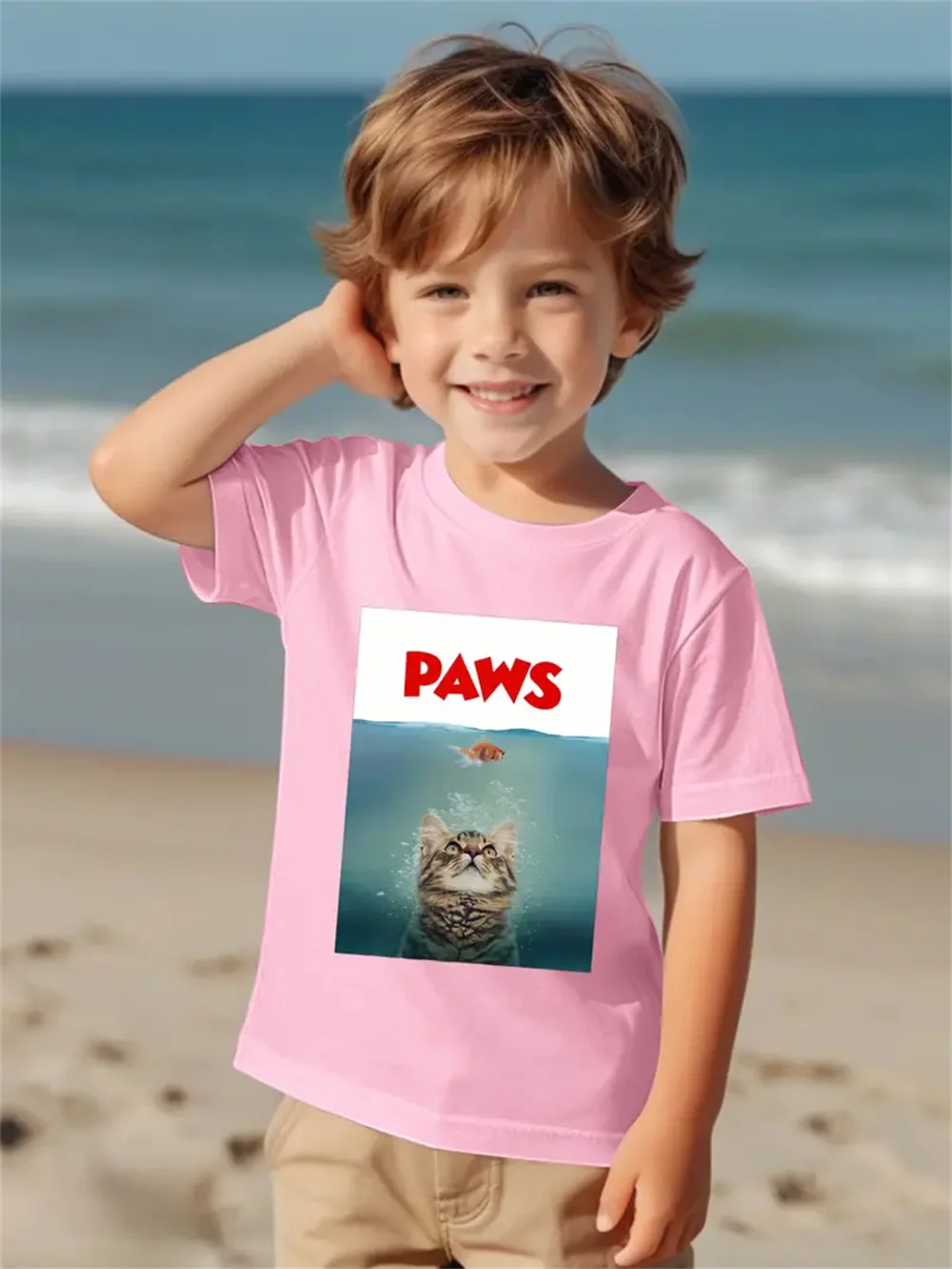 Summer Kids Boys Clothes 3d Cat Print Tee Shirt Short Sleeve Children's Clothing Fashion T Shirt For Boys Top Tee