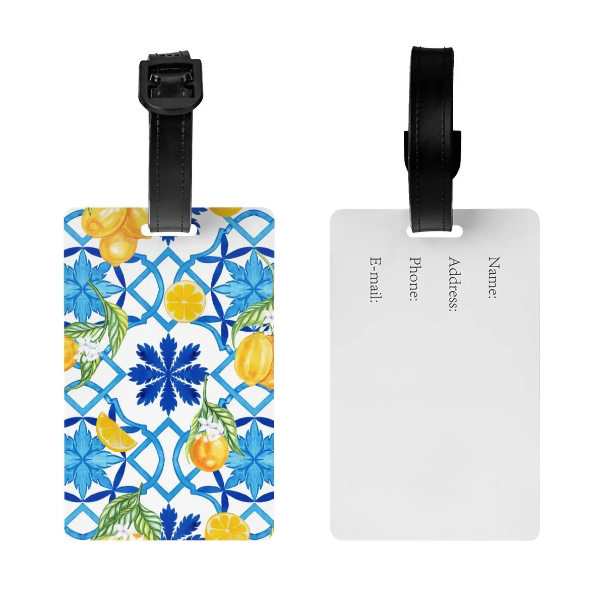 Custom Sicilian Tiles Summer Fruit Oranges Lemons Luggage Tag Suitcase Baggage Privacy Cover ID Label