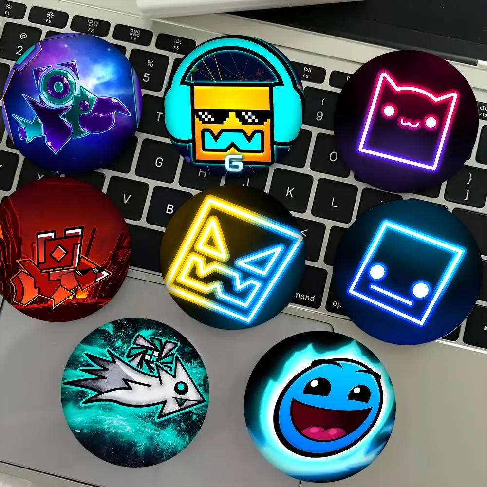 1pc Game Geometry Dash Lite Cartoon Style Badge Brooches On Backpack Decoration Round Enamel Pins For Accessorys
