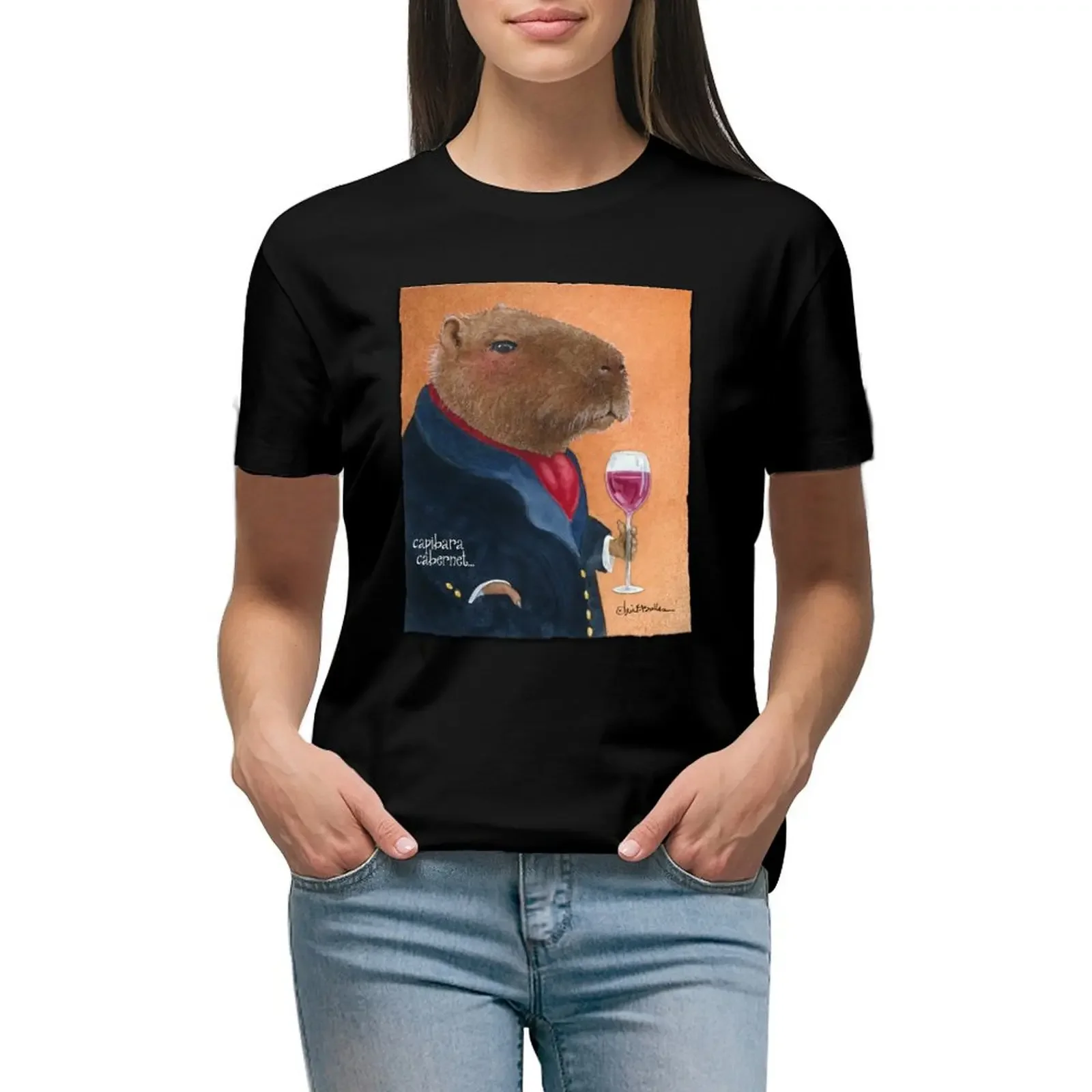 

Will Bullas / tee / capybara cabernet... T-Shirt Short sleeve tee female Female clothing anime clothes Woman clothes