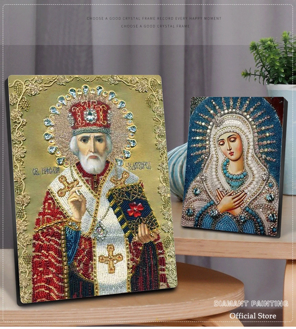 Diamond Mosaic Full Suqare / Round Drill Square Icon Religion Diamond Painting Virgin Mary Rhinestone Embroidery With Diamonds