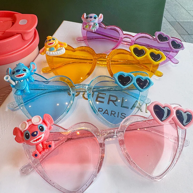 

1/4pcs Stitch Sunglasses - Cute Cartoon Heart-Shaped Shades for BOY Girls, Kawaii Beach Sun Glasses Birthday Photo Prop