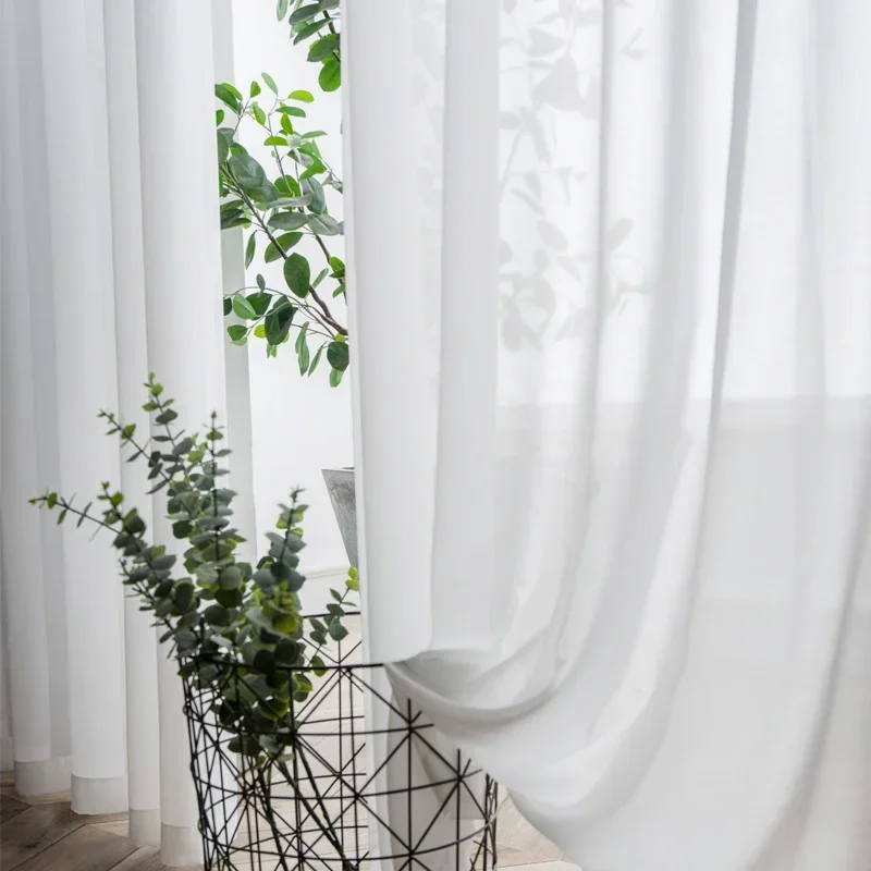 White Tulle Veil Chiffon Curtains for Living Room Balcony Super Soft Great Hand Feeling Decoration Modern Solid Sheer Voile