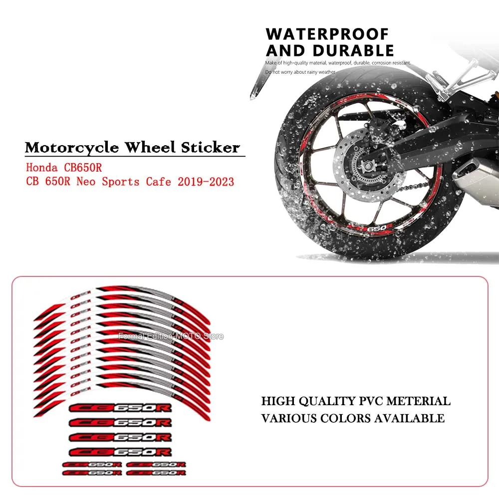 

Motorcycle Wheel Sticker Waterproof Fashionable Hub Decal Rim Stripe Tape 17 Inches for Honda CB650R Neo Sports Cafe 2019-2023