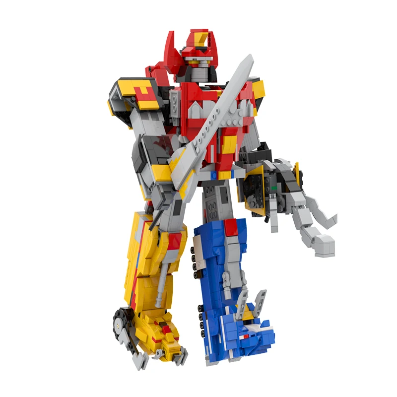 MOC For Power Morphin Dinosaur Team Rangers Megazord Robot Building Blocks Kit Deformation Mecha Bricks Toys Children Kids Gifts