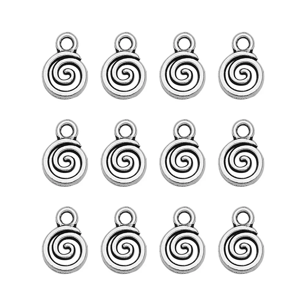 30pcs/lot--12x8mm Mini Swirl Spiral Screw Charms Helix Spire Volution Pendants For DIY Jewelry Making Supplies Wholesale Bulk