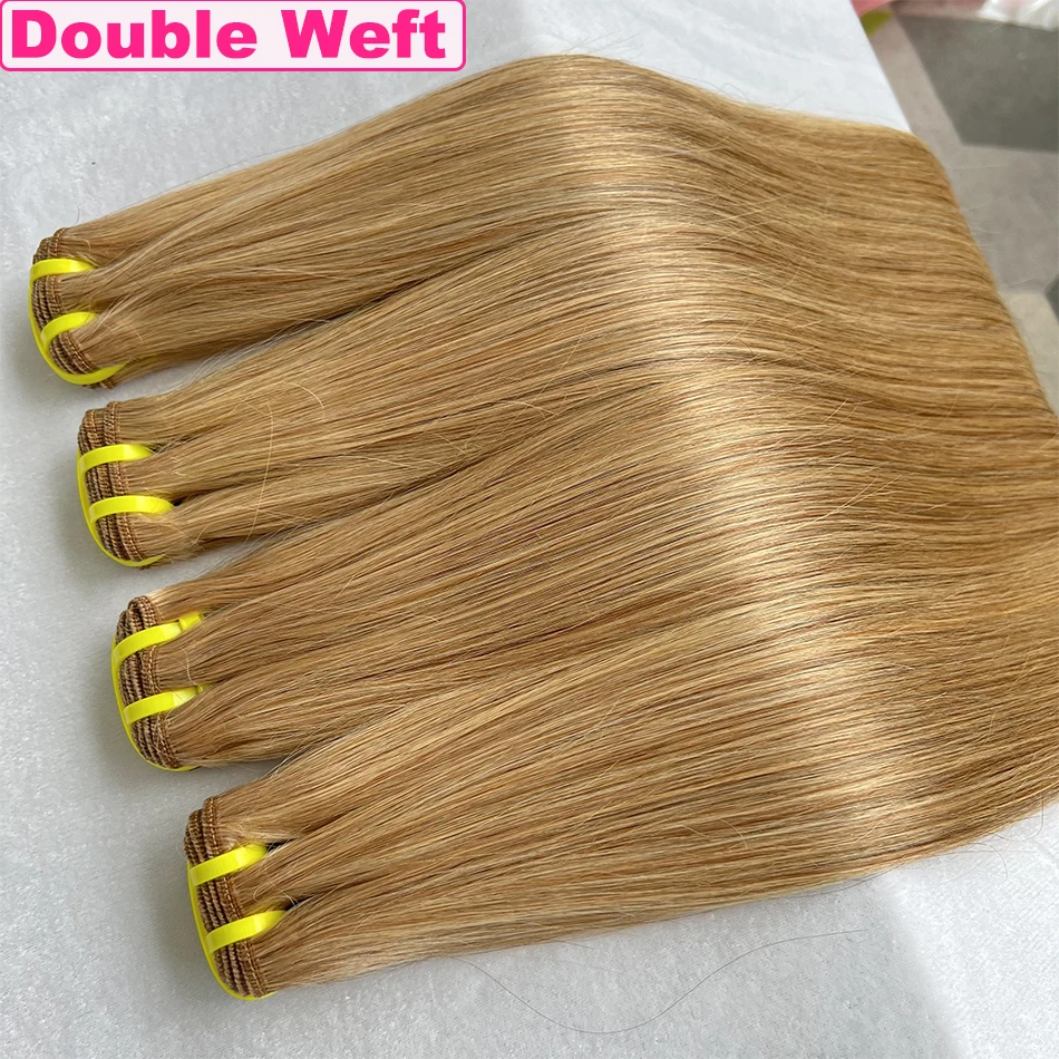 Yiwigs 10A Grade #27 Honey Blonde Colored Straight 100% Raw Human Hair Bundles 10-24 inches Hair Weave Extensions For Women