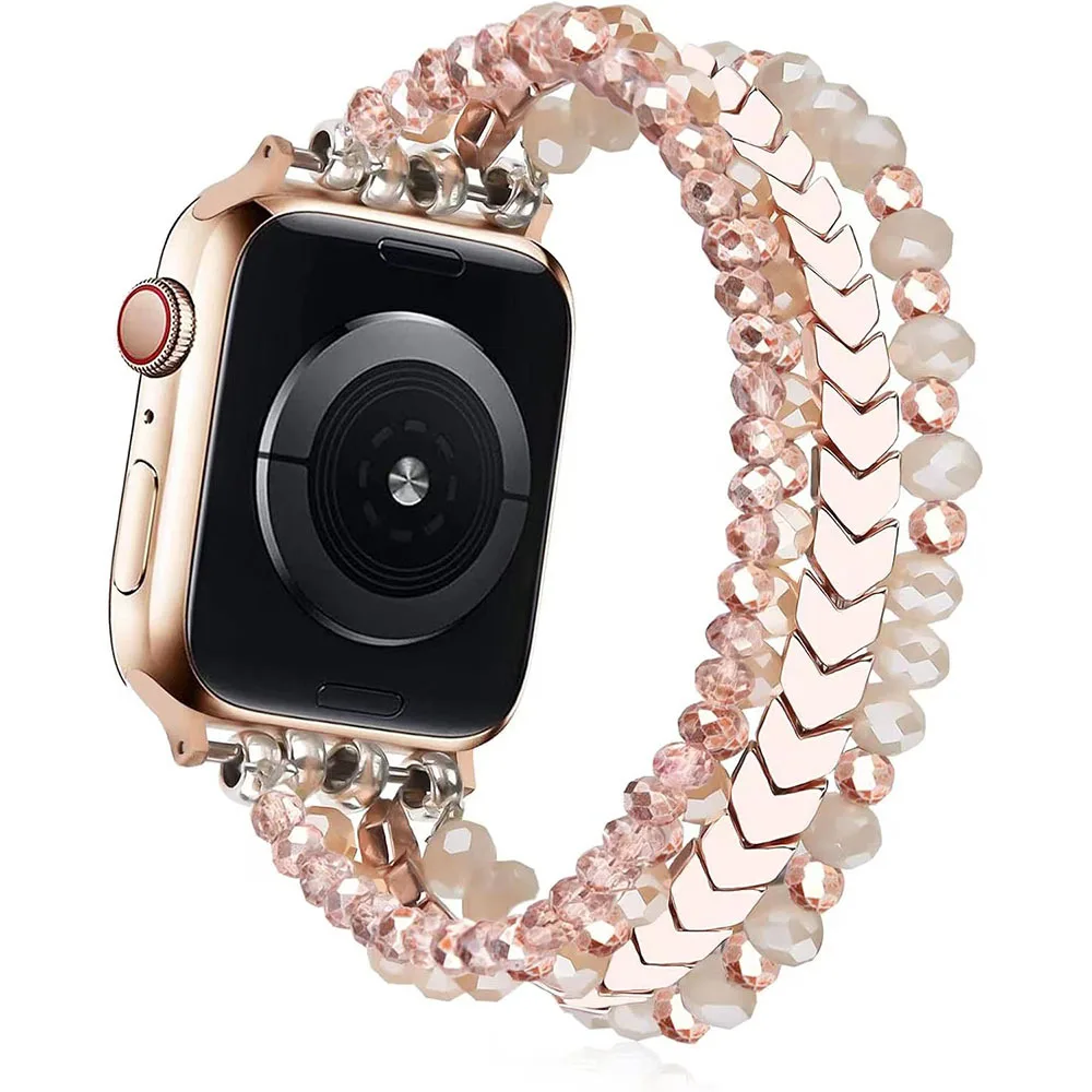 Bracelet Link Beads Strap For Apple Watch Band For Women 38mm 40mm 41mm 42mm 44mm 45mm 46mm 49mm