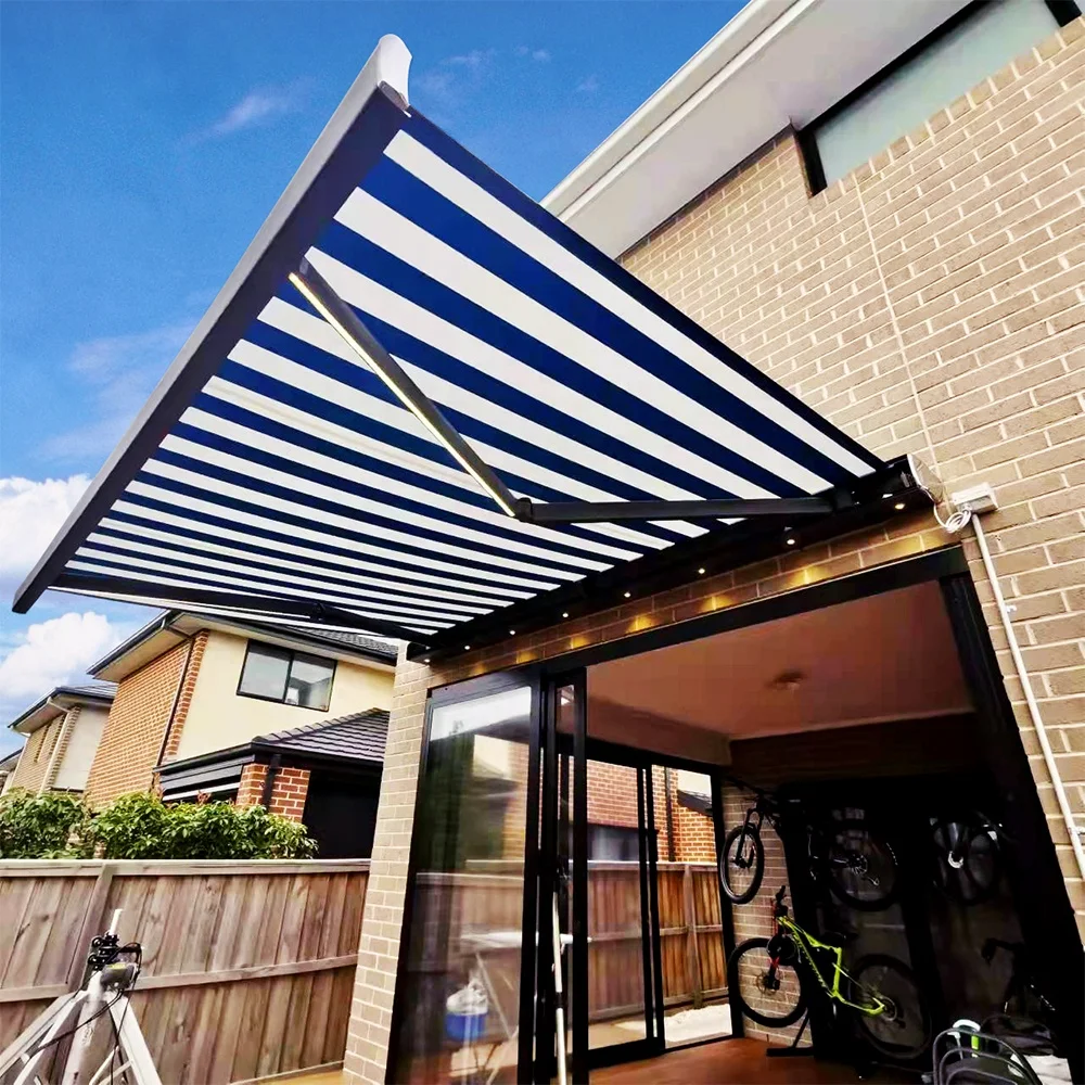 China Blue White Stripes Sun Shade Outdoor Canopy Waterproof Awning