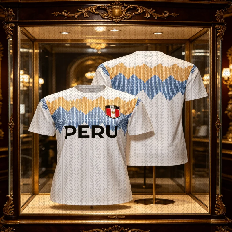 26Fashion Peru Flag Graphic Fußball-T-Shirts für Herren, trendige 3D-bedruckte Sport-T-Shirts, lockere, atmungsaktive T-Shirts, Oberteile für Eltern und Kinder – Detail 1