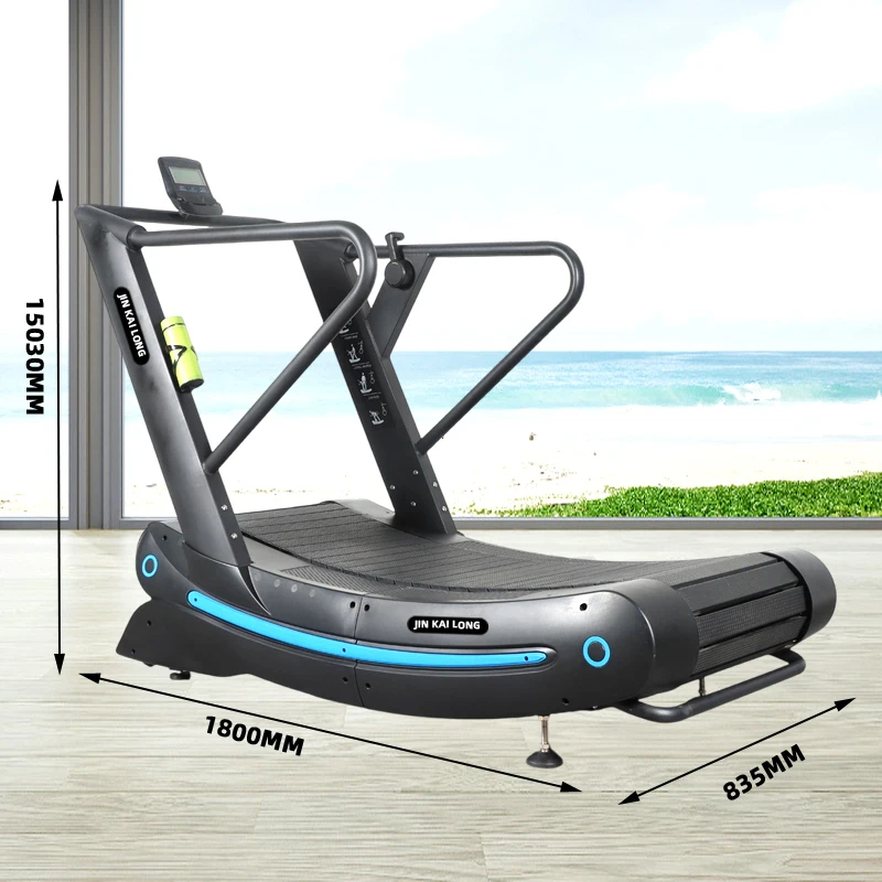 Wholesale Commercial Gym Equipment Fitness Running Non-motorized Self-generating Curved Treadmill Manual  Inertial Treadmill