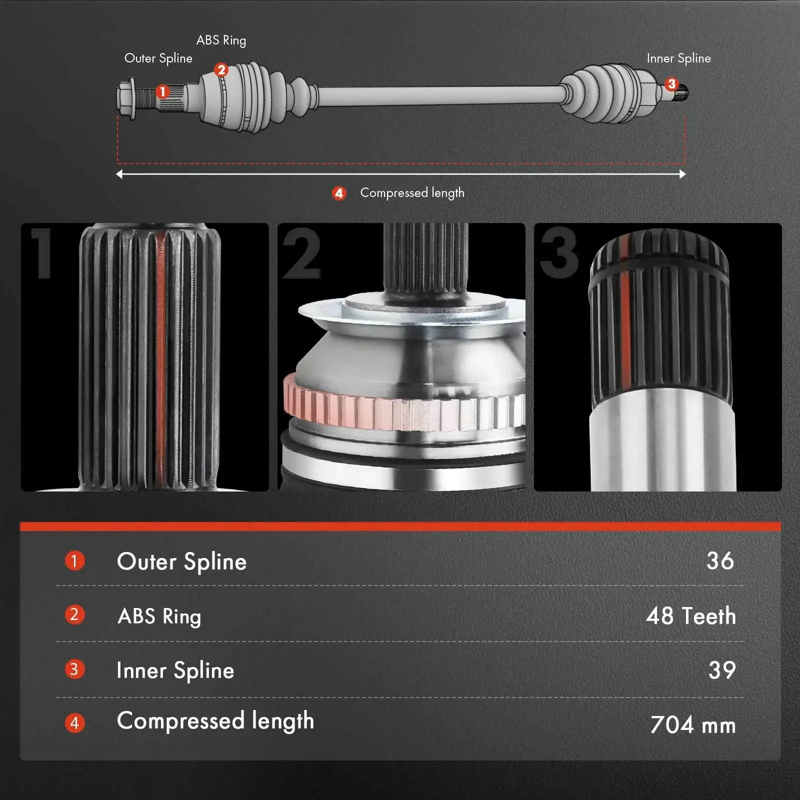 2x Front Left & Right CV Axle Assembly for Volvo XC90 2003 2004 2005 T6 L6 2.9L