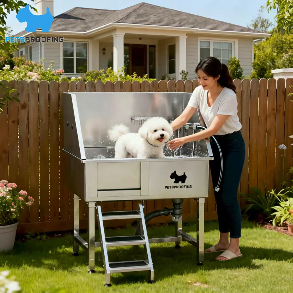 

Luxury 34\" Stainless Steel Door Dog Pet Spa Bathing Grooming Bathtub Wash Station Novelty Designed for Cleaning & Bathing Pets