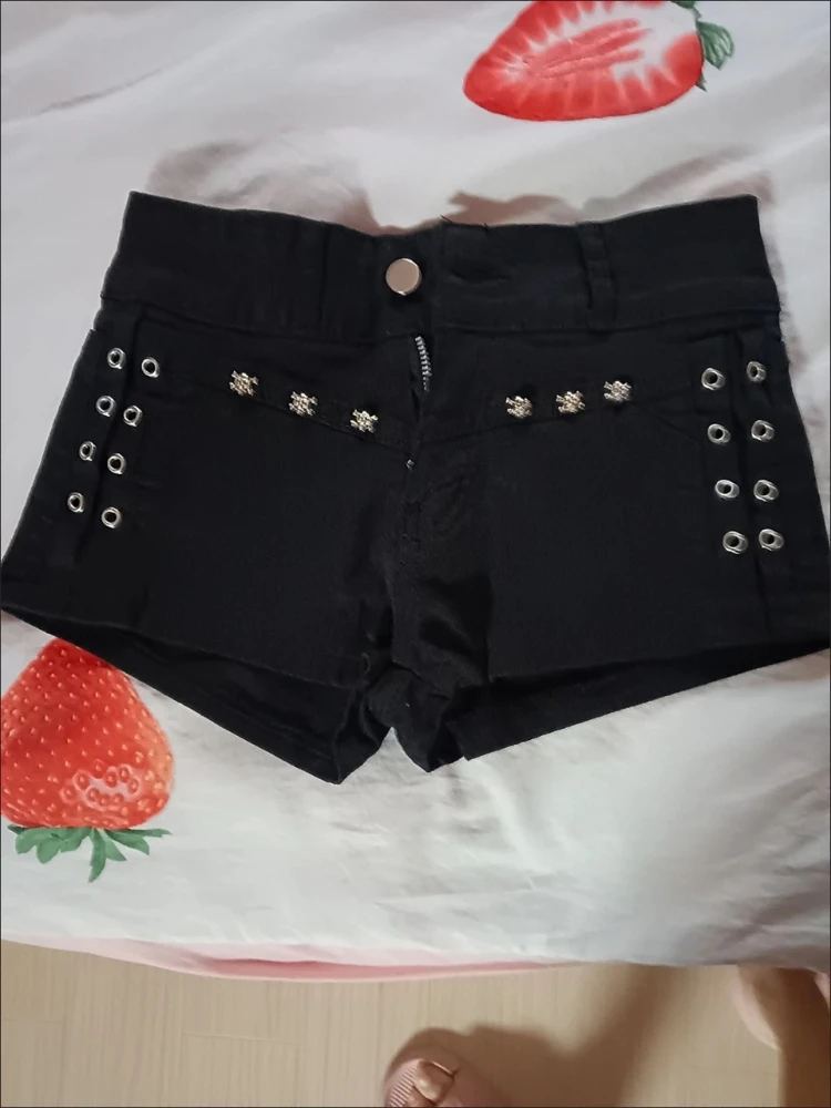 Hotsweet-Pantaloncini jeans attillati Y2K da donna, pantaloncini neri a vita alta anni 2000, casual, sexy, stile street Harajuku