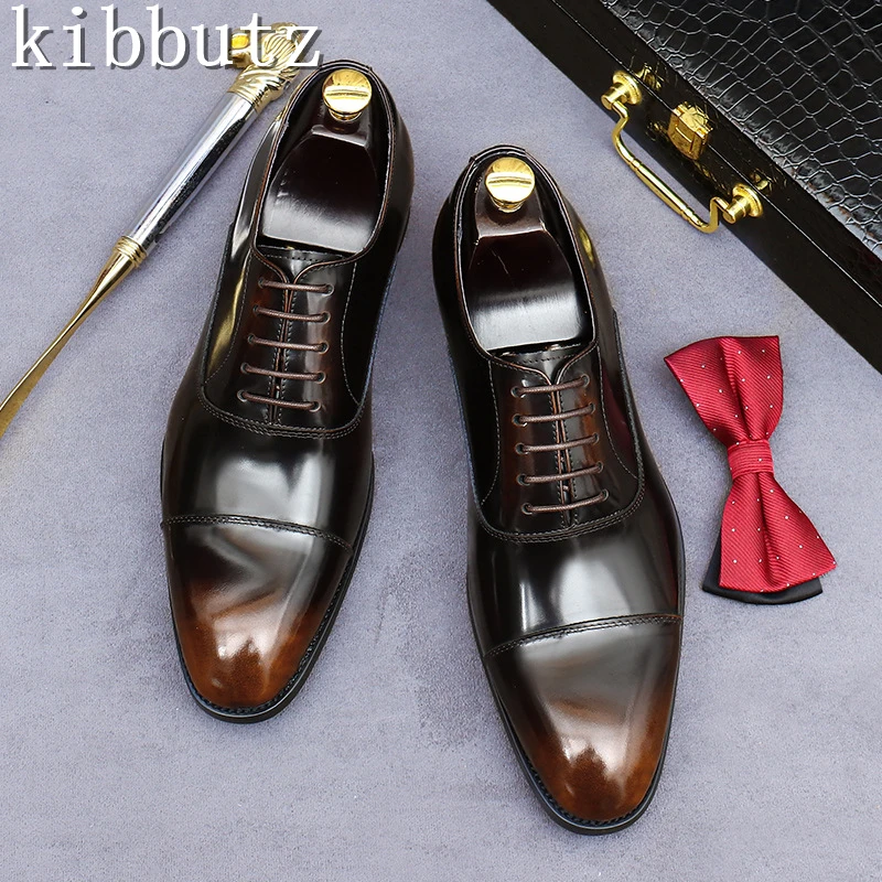 

Mens Dress Business Genuine Leather Shoes Vintage Luxury Party Wedding Lace Up Bright Formal Oxford Oxford Shoes