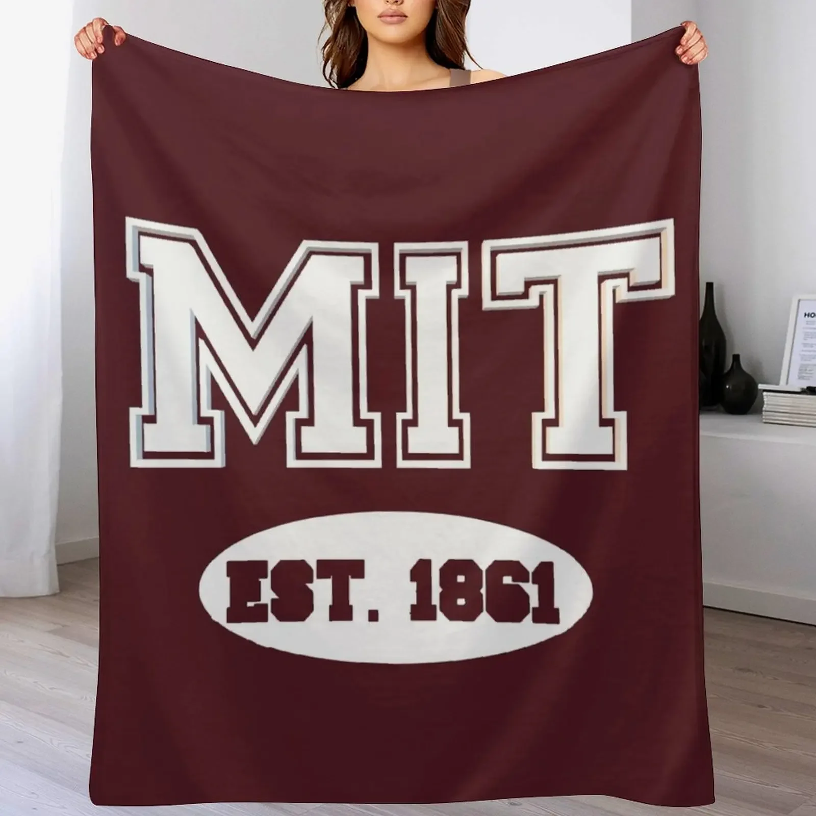 MIT EST 1861| MASSACHUSETTS VARSITY Throw Blanket Cozy Napping Blanket Gift for Mom Dad