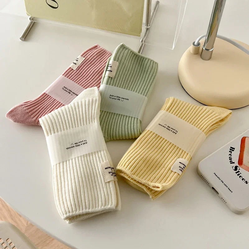 Women Socks Long New High Quality Candy Color Crew Socks Japanese Fashion Cotton Breathable Fresh Colorful Socks Middle Tube