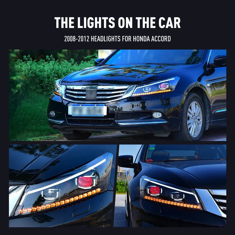 

Pair Of LED Car Headlight Assembly For Honda Accord 2008-2013 Front Head Lamp DRL Turning Signal Headlights Plug and Play