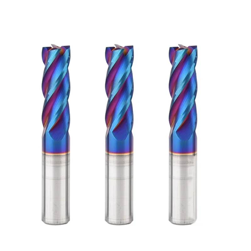 HRC65 End Mills CNC Cutting Tools Carbide Flat End Mill Tungsten Cutter  4 Flute Metal Steel Machining  Tool Bit 4 Shank