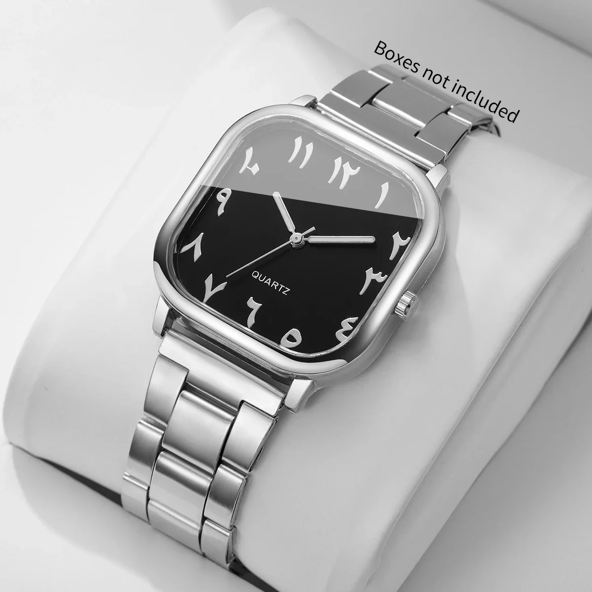 Fashion Women Square Quartz Wristwatch Arabic Number Dial Stainless Steel Bracelet Watch Relogio Feminino Gift（Without Box）