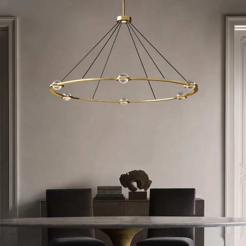 Modern living room chandelier, ring/square, suitable for dining room, bar home decoration full copper, customisable
