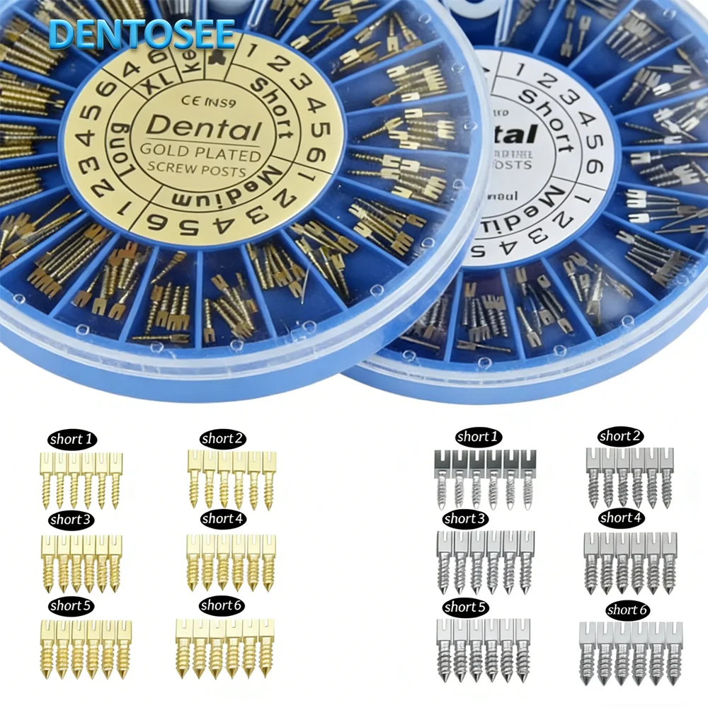 120Pcs Gold Plated Dental Screw for Implant Abutment Crown Bridge Precision Prosthetic Restoration