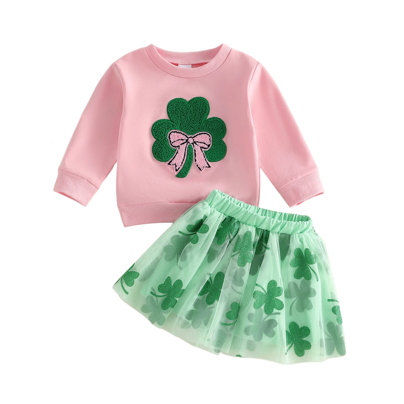 

Зеленое платье для маленьких девочек на День Святого Патрика с вышивкой в виде клевера и подходящей повязкой на голову с бантом — праздничный ирландский наряд для девочек