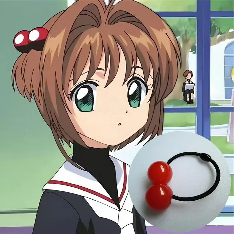 

Аниме Cardcaptor Sakura Kinomoto Косплей Вишнево-красная двойная сфера повязка на голову веревка для волос украшения для волос аксессуар для Хэллоуина