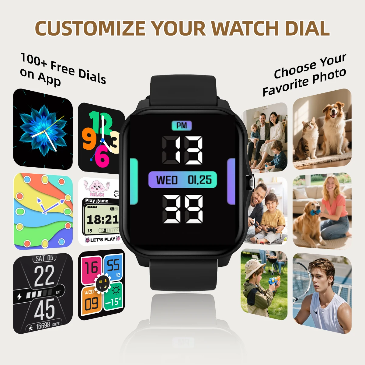 2026 New Men Ladies Smart Watch Bluetooth Talk 1.83 inch HD Display Social Notifications Music Control for Android IOS  iPhone