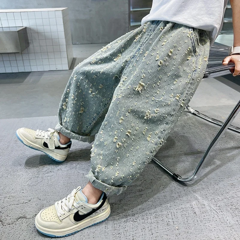 الفتيان فتاة هول الجينز السراويل نوعية ممتازة القطن جديد عارضة بناطيل أطفال طفل رضيع مريحة الاطفال ملابس الأطفال #5