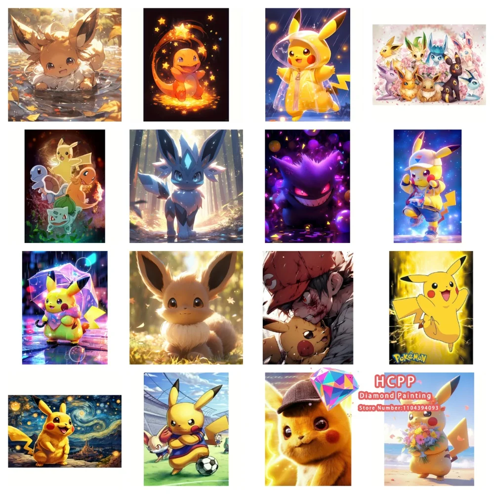 

Pokémon Pikachu Square Round Diamond Painting Kit DIY Diamond Embroidery Cross Stitch Handmade Crafts Home Decor Festival Gift