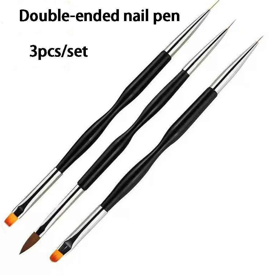 1pcs/3Pcs/set Manicure Brushes Dual Use Gel Gradient Brush Ultra Thin Line Drawing Pen Dual End Nail Art Design Painting Tools