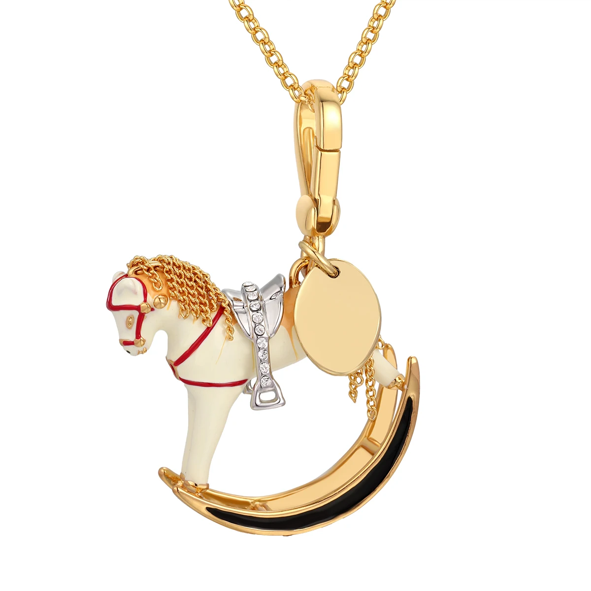 1Pc Fashion Niche Enamel White Pony Pendant Necklace for Women Cool Cute Party Jewelry Keychain Pendant Halloween Gifts