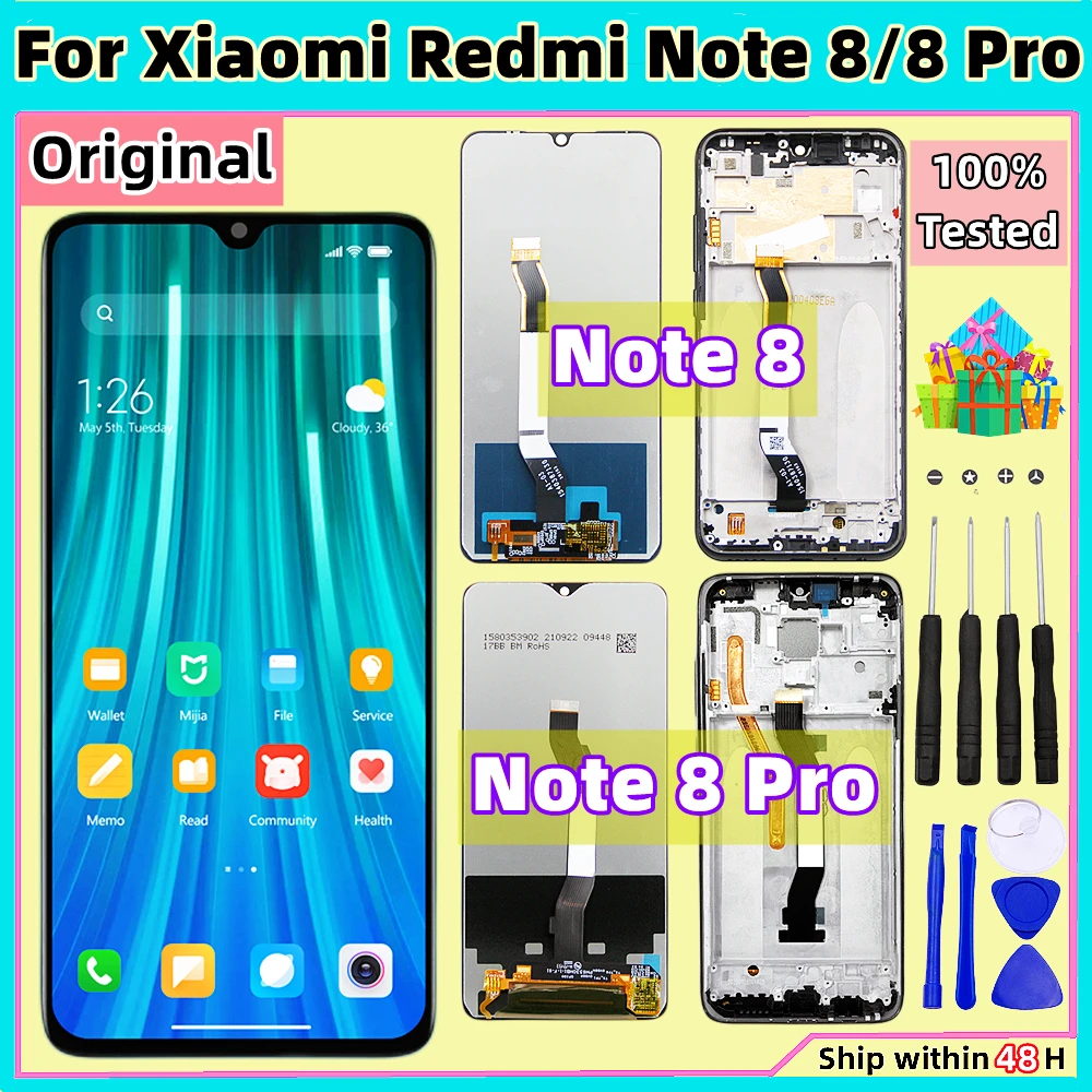 

ЖК-дисплей для Xiaomi Redmi Note 8 Pro с сенсорным экраном и дигитайзером в сборе, Замена ЖК-дисплея для Redmi Note 8 PRO