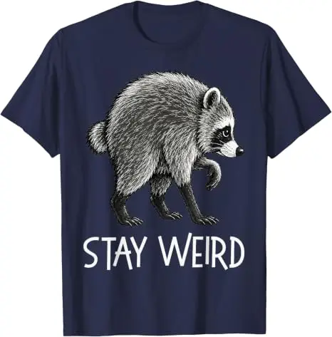 Stay Weird Funny Timothy Raccoon T-Shirt Y2k Herren Damen Baumwolle Gemütliche Oversize-T-Shirts Mode Vintage Kurzarm-Spruch-T-Shirt – Detail 12