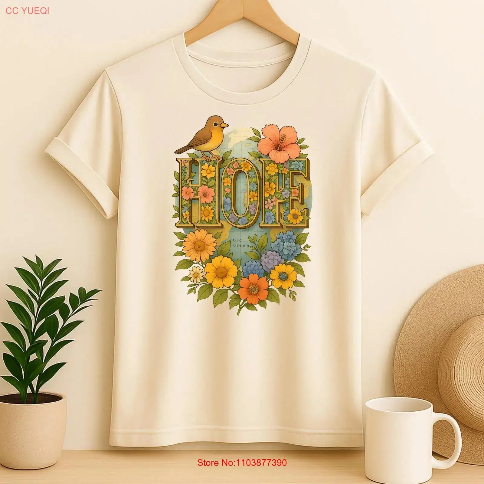 Impression artistique florale vintage « Hope », décoration murale inspirante sur le thème de la nature, illustration « Unity mondiale », style vintage délavé et décontracté