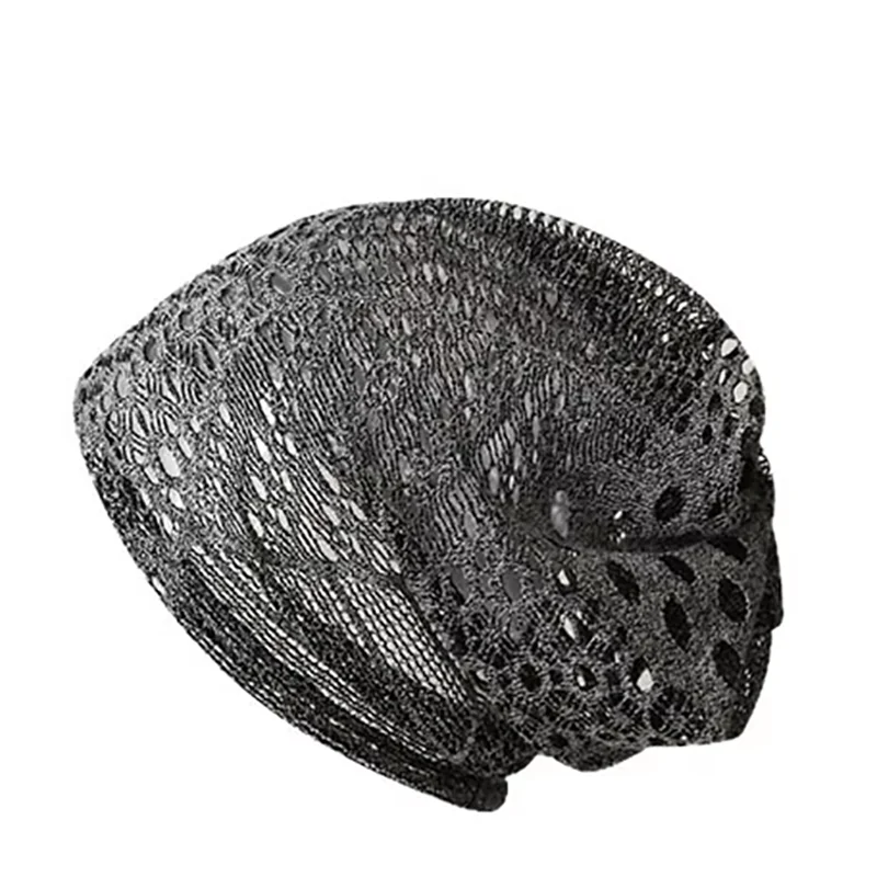 New Spring Mesh Muslim Women Lightweight Hijab Undercap Knit Hat Thin Breathable Lace Skull Beanies Women Hat Fashion Melon Hat