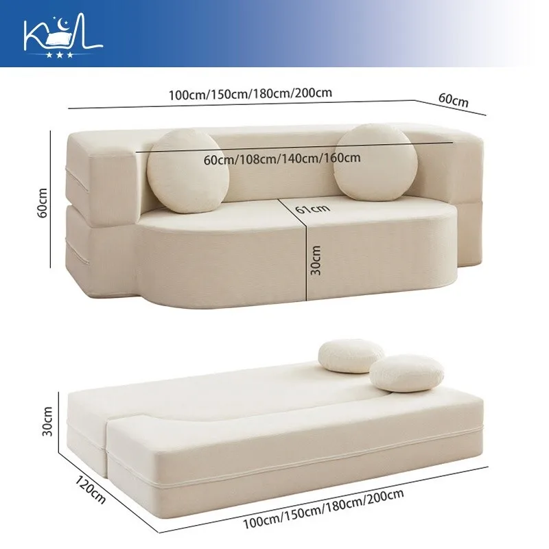 Multifunctional Modular Compressed Sofa, Foldable Sofa Bed for Small Apartment, Double Leisure Boneless Couch for Living Room