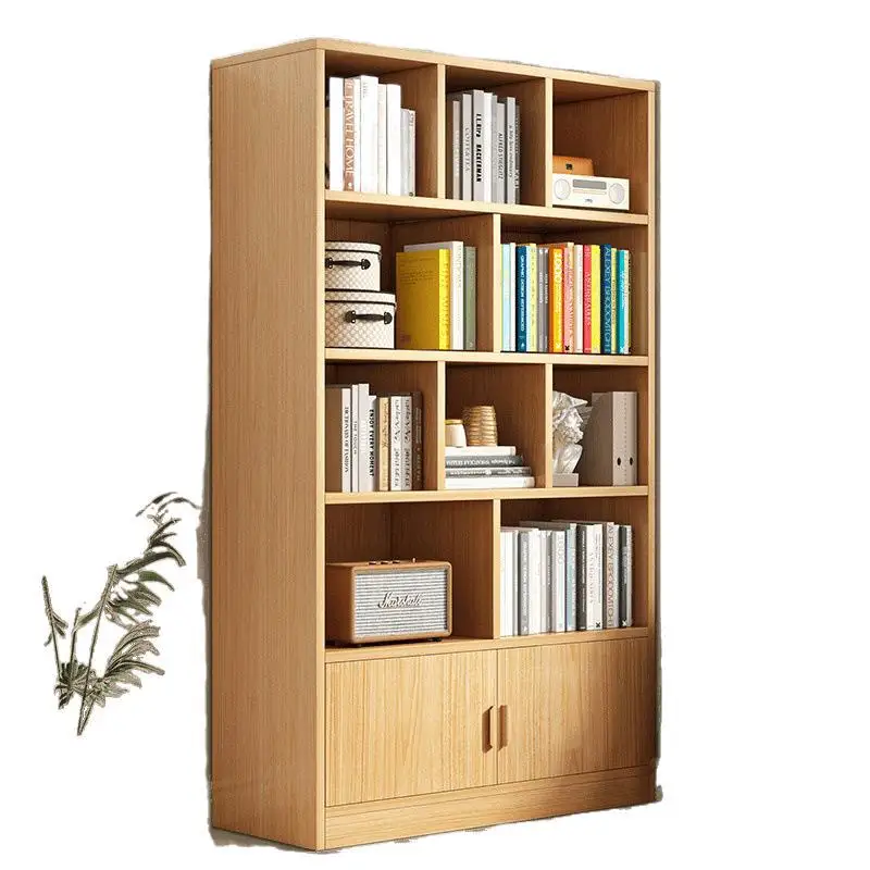 

Solid wood bookshelf floor-to-ceiling storage multi-layer integrated storage against the wall