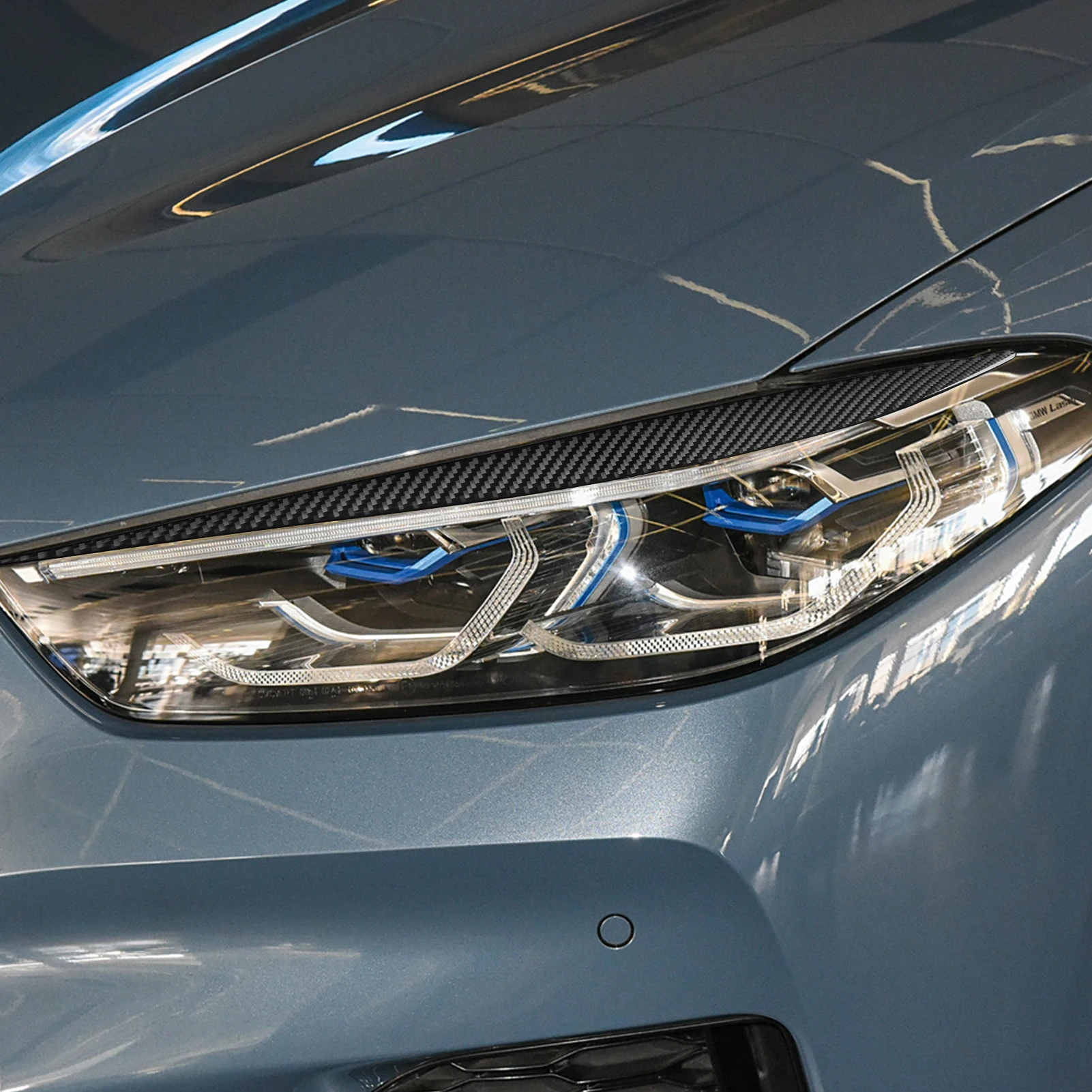 Für BMW 8er Serie G14 G15 G16 2019-2022 Echte Carbon-Faser-Aufkleber Scheinwerfer-Augenbrauen Auto-Zubehör Außendekoration
