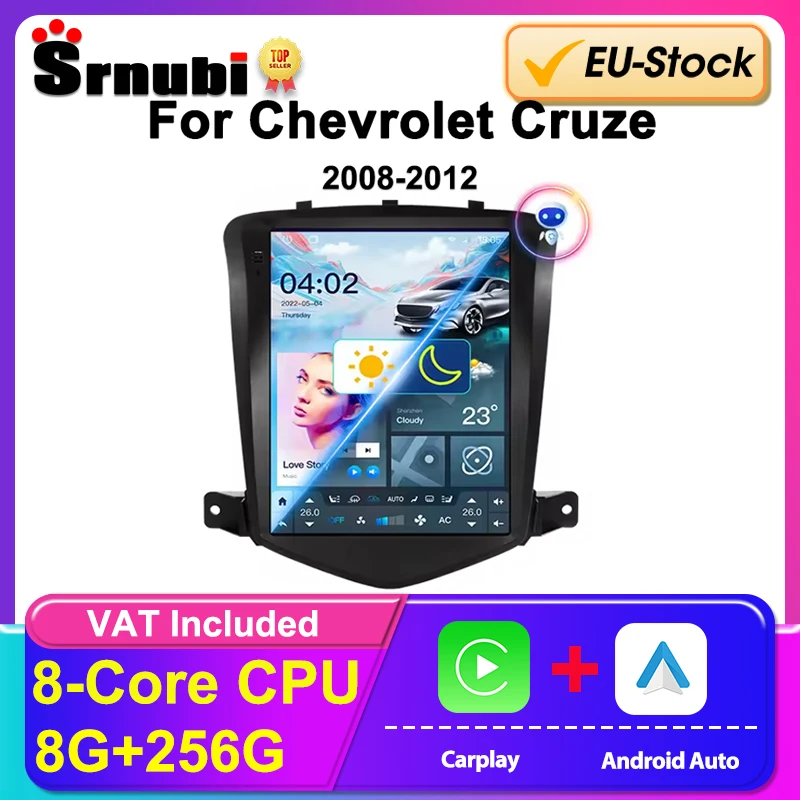 Srnubi 9.7 "راديو السيارة أندرويد لسيارة شيفروليه كروز J300 2008-2012 2Din مشغل وسائط متعددة الملاحة عبر الفيديو 4G وحدة رأس Carplay
