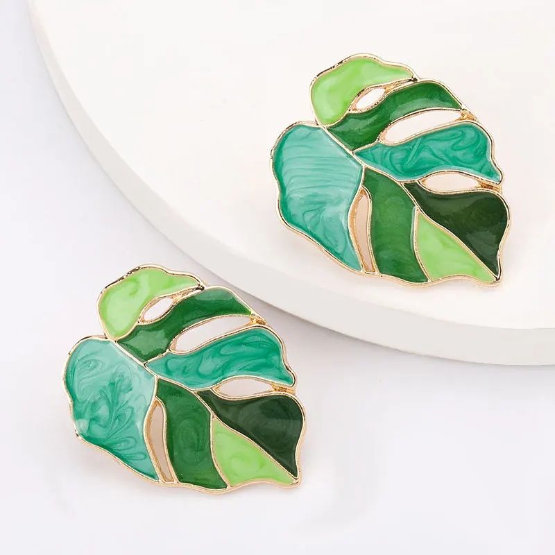 Fashion Statement Bohemian Green Leaf Drop Earrings for Women Vintage Aesthetic Wedding Party Anniversary Gift Jewelry Pendiente