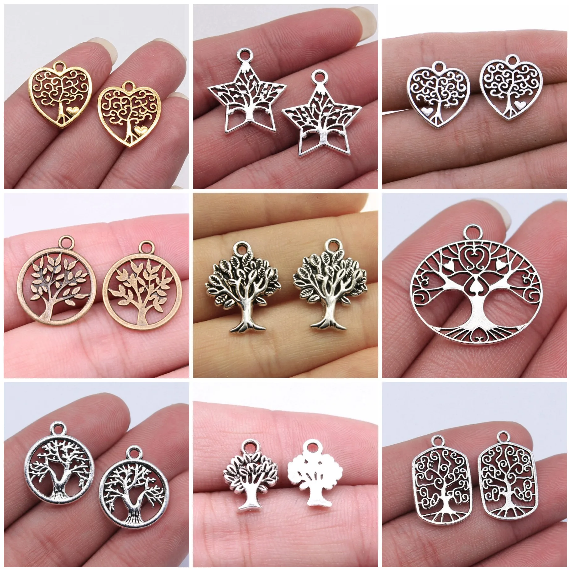 Round Tree Of Life Symbol Charms Pendant Spiritual Family Charms For DIY Bracelet Necklace Jewelry Making Supplies Wholesale