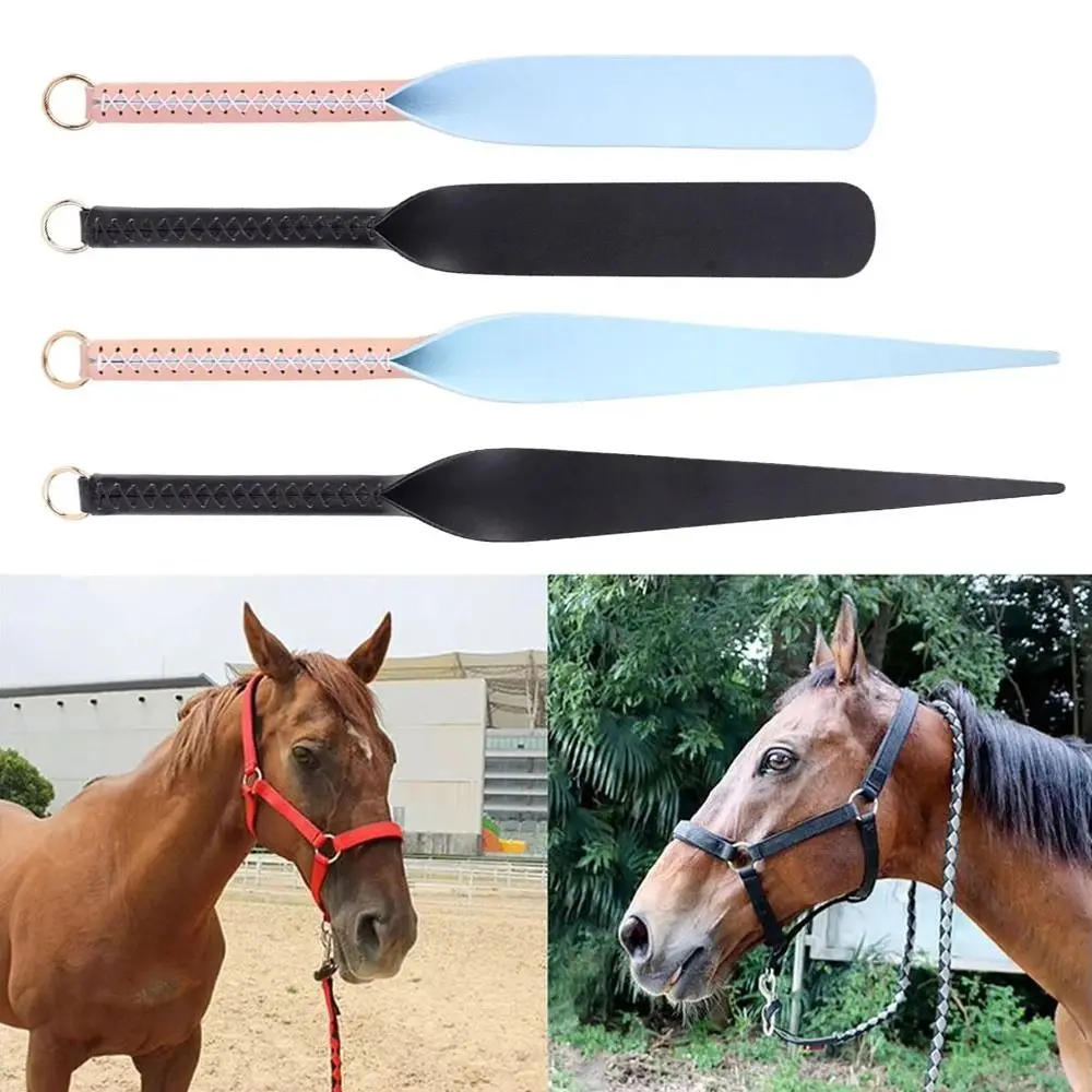 1Pcs Portable Horse Whip With Handle Genuine Leather Equestrian Training Pointer Paddle Slapper 46cm Racing Riding Crop