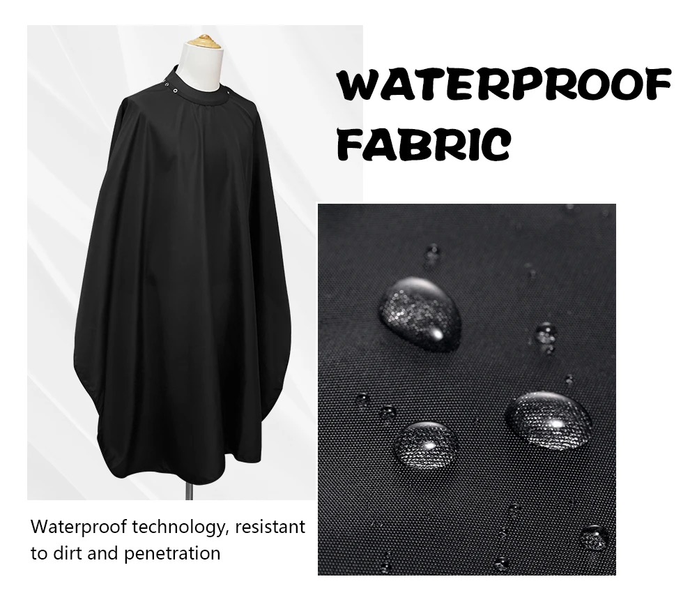 Silikon Ausschnitt Haarschnitt Tuch Versteckte Schnalle Wasserdicht Barber Schwarz Cape Friseur Mantel Frisur Kleid Barbershop Liefert – Detail 6