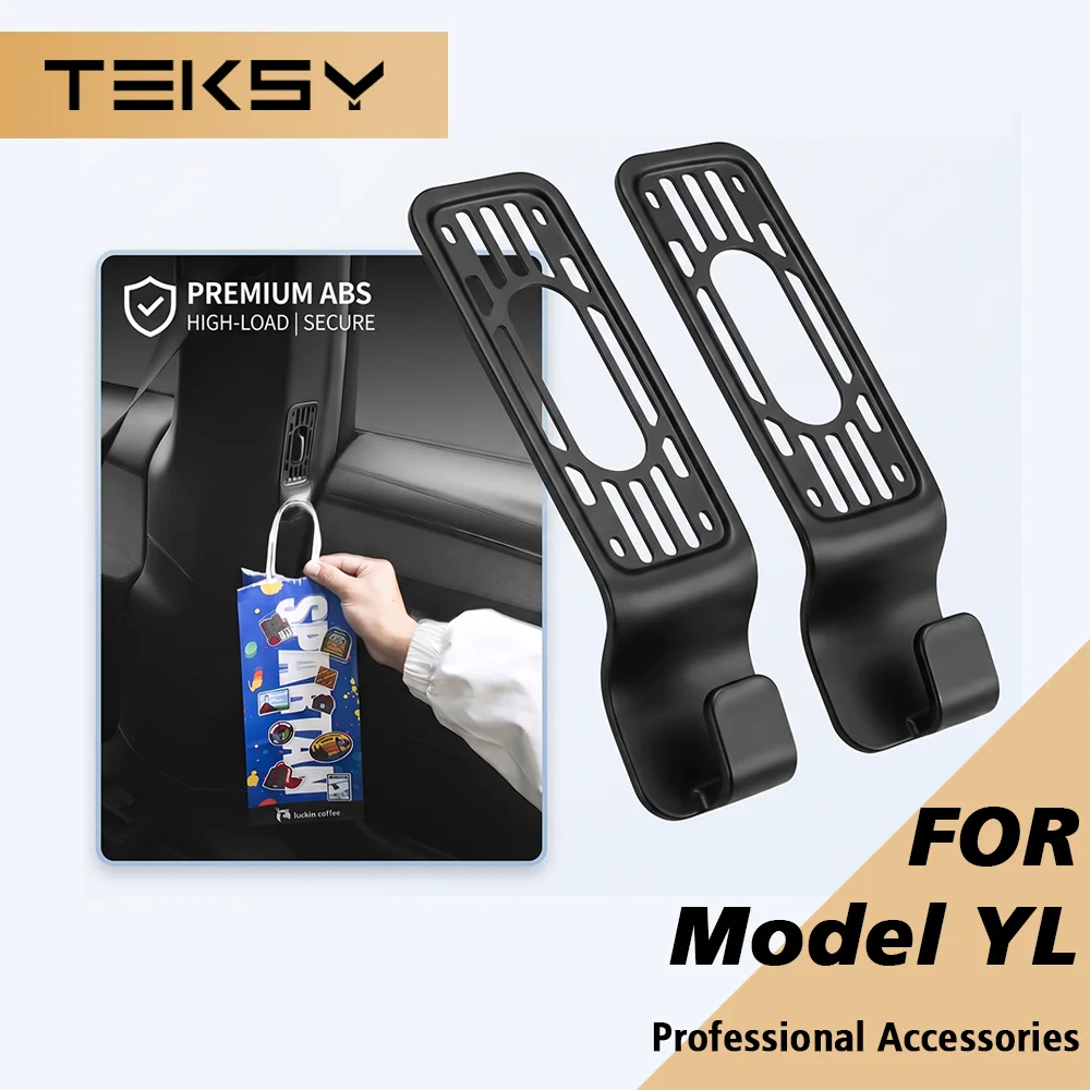 For Tesla Model YL 2026 2 Pcs Second Row AC Outlet Hook LWB 6 Seater B Pillar Air Vent Bag Hanger No Drill Interior Organizer
