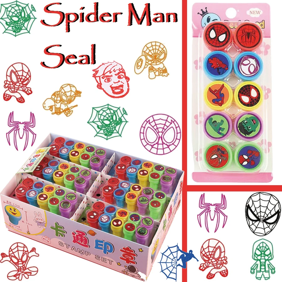 10/20/30 قطعة سبايدرمان ختم Stamps هدايا حفلة عيد ميلاد الأطفال تذكارية بيناتا الحشو الفصول الدراسية المكافآت الجوائز